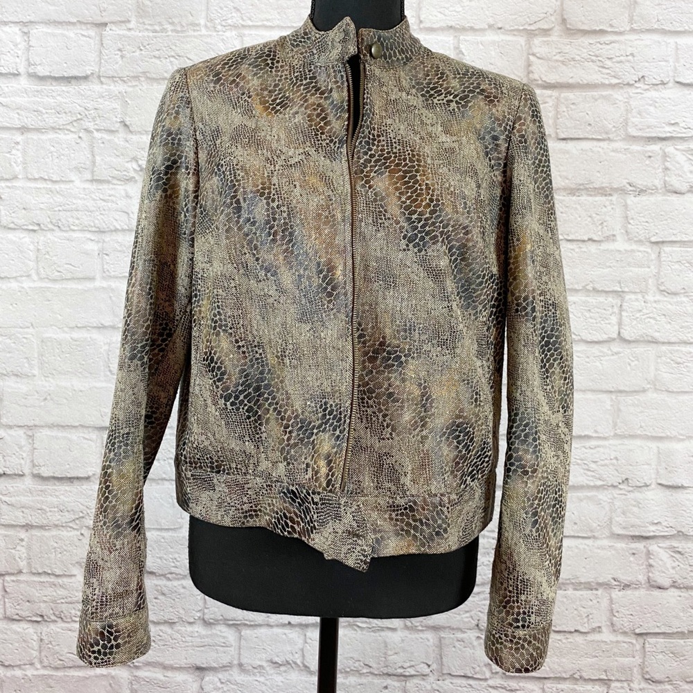Courtnay Snake Print Bomber Jacket